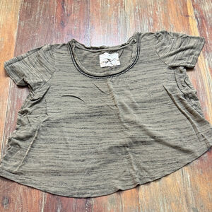 Anthropologie Olive Green Black Striped Top Large